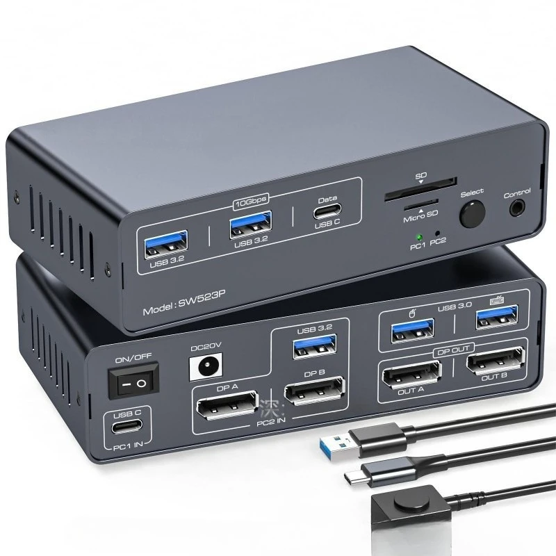 Input, 2 DP2x1 outputs + 2 USB, 2 USB3.2 + 1 USBC