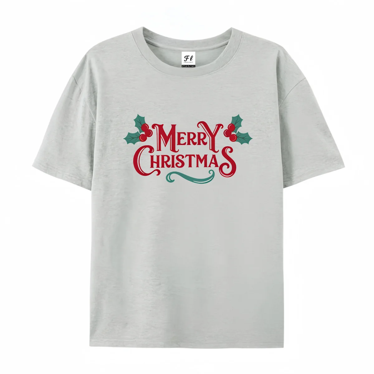 Women Merry Christmas Graphic T Shirt Summer O Neck Short Sleeve Holly Berry Vintage Letter Christmas Holiday Print Soft Casual