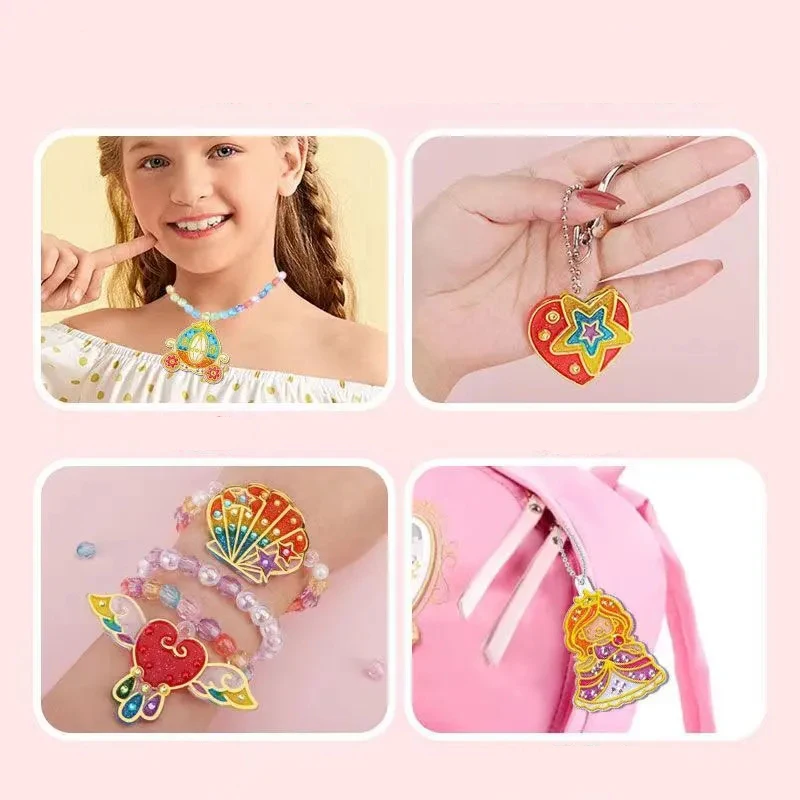 DIY Handmade Material Graffiti Beaded Three-Dimensional Glue Painting Necklace Simulation Cosmetics Toys Pretend Play Girl Gifts