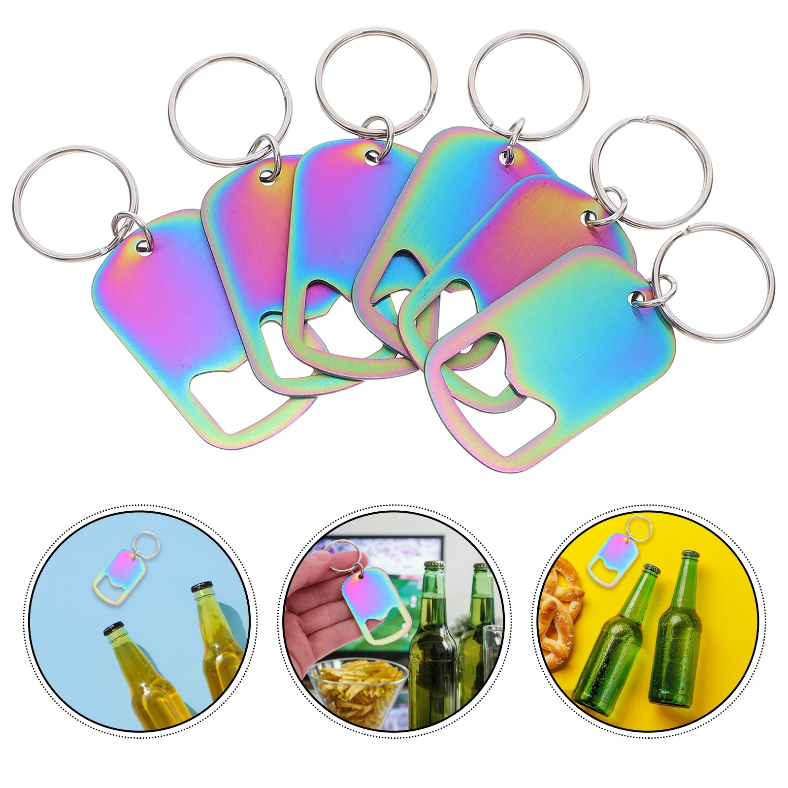 

12Pcs Colored Stainless Steel Bottle Opener Keychain Flat Design Corrosion Resistant for Parties Picnics Outdoor