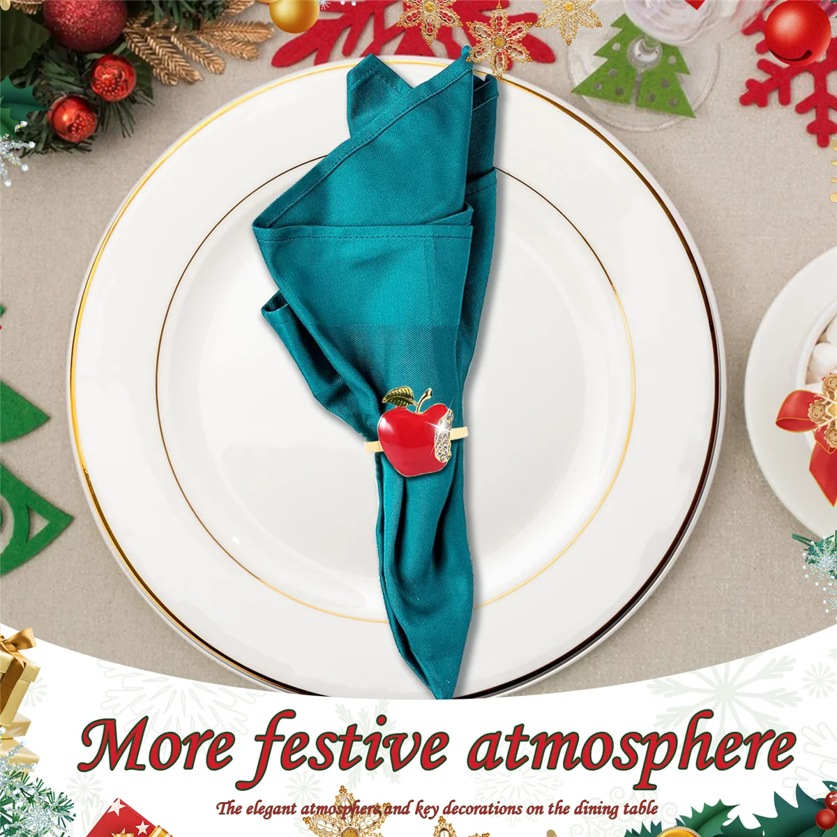 

Napkin Rings Set of 6, Red Apple Napkin Ring for Wedding, Dinner Party, Banquet, Serviette for Christmas, Birthday HOT