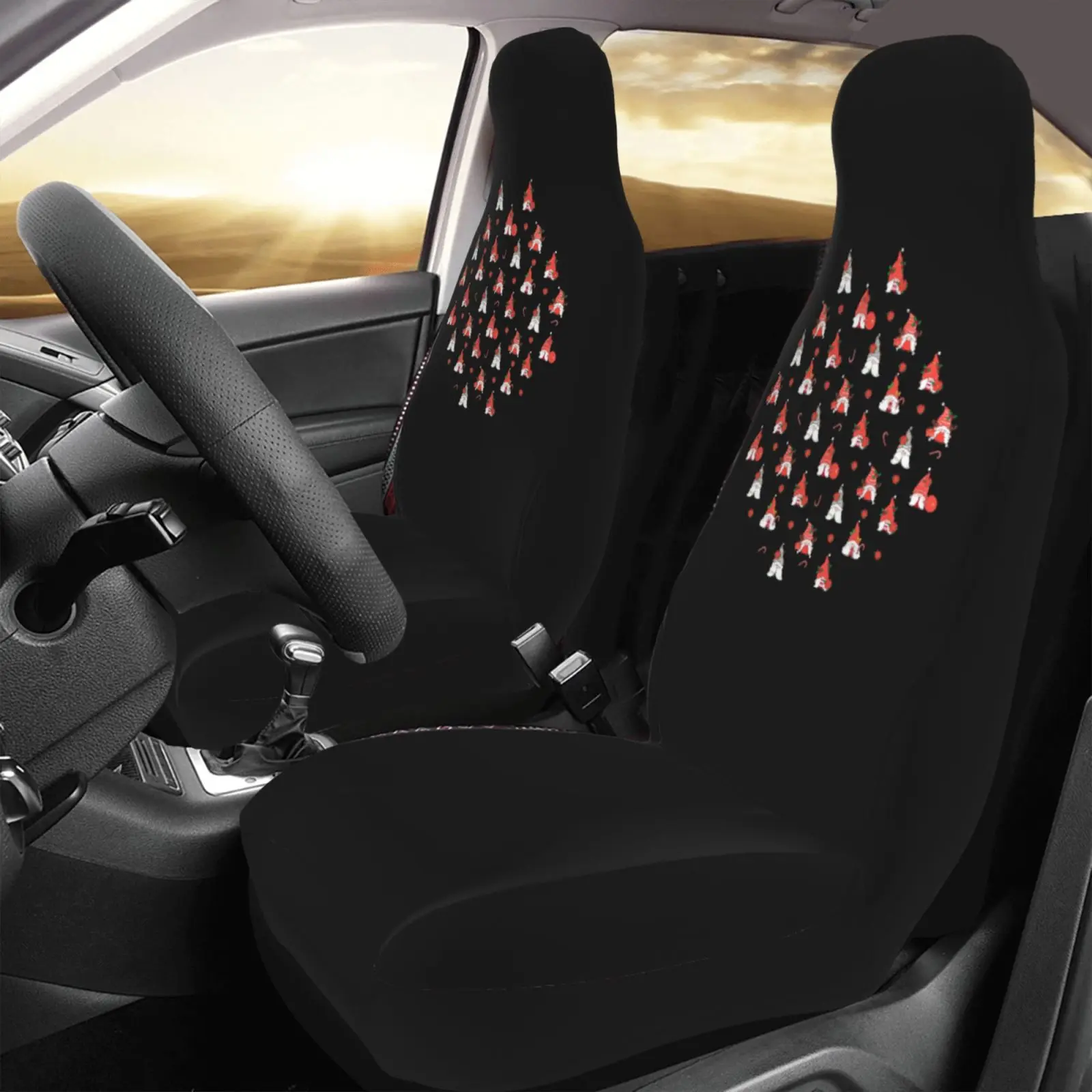 Cartoon Cute Santa Claus' Beard Car Seat Cover Protection Kit 2 Pieces for Car Protection. Suitable for All Cars.