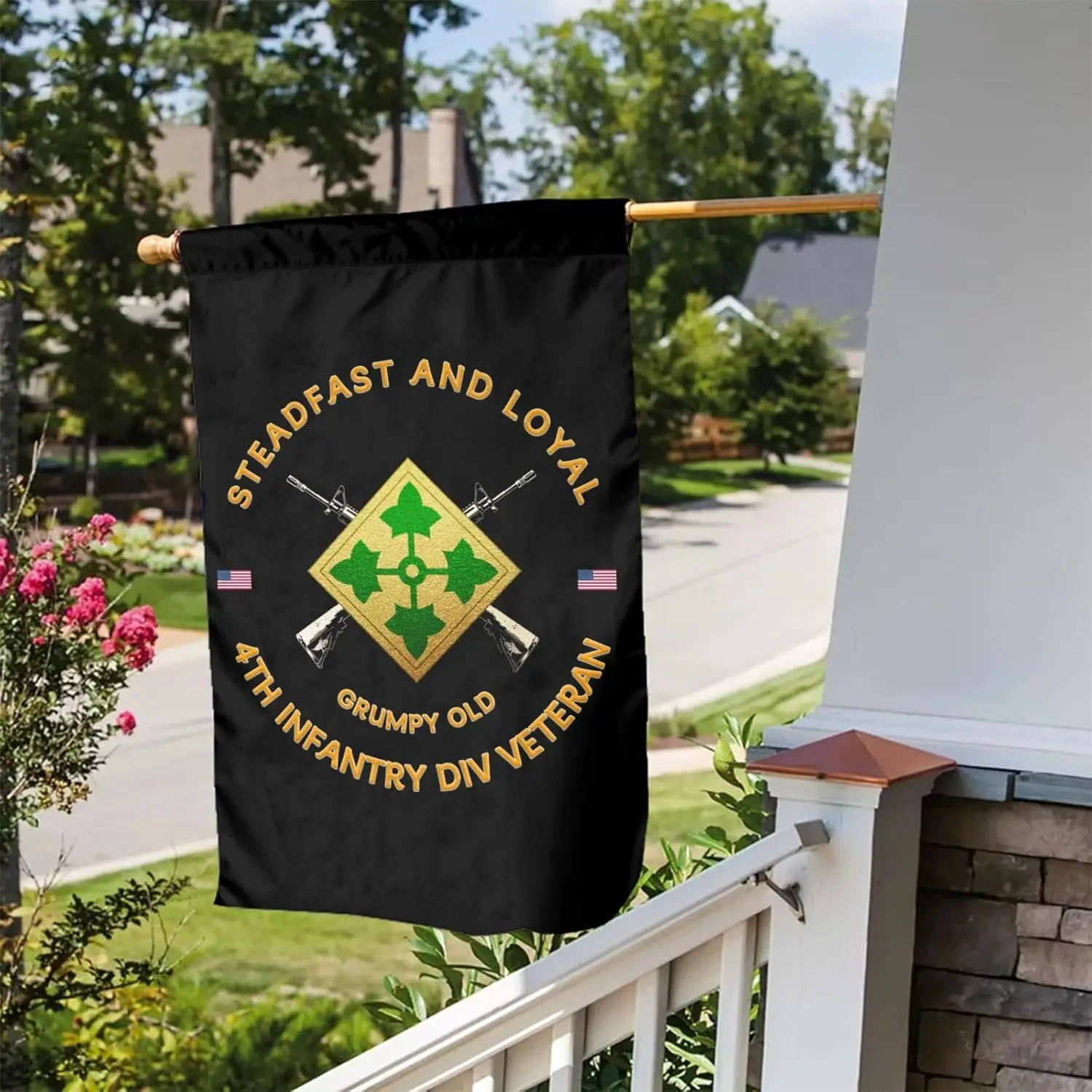 4th Infantry Division Fourth ID Veteran Garden Flag 12x18 In – Double-Sided, Weather-Resistant Outdoor Home Decor4 LLX PPM