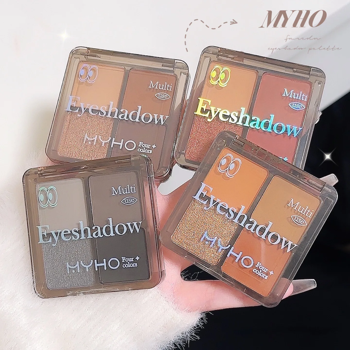 Eye Shadow Quad Plate Earth Color Powder Orange Smoke Coffee Matte Pearlescent Sequins Four Color Color Plate Cosmetics