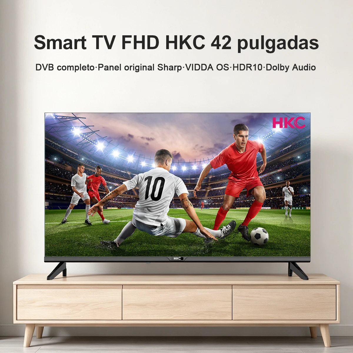 HKC 42Q1L Televisor Inteligente FHD de 42 Pulgadas VIDAA Full DVB T2 S2 C Panel Sharp HDR10 Dolby Audio con Puerto… — oferta en AliExpress