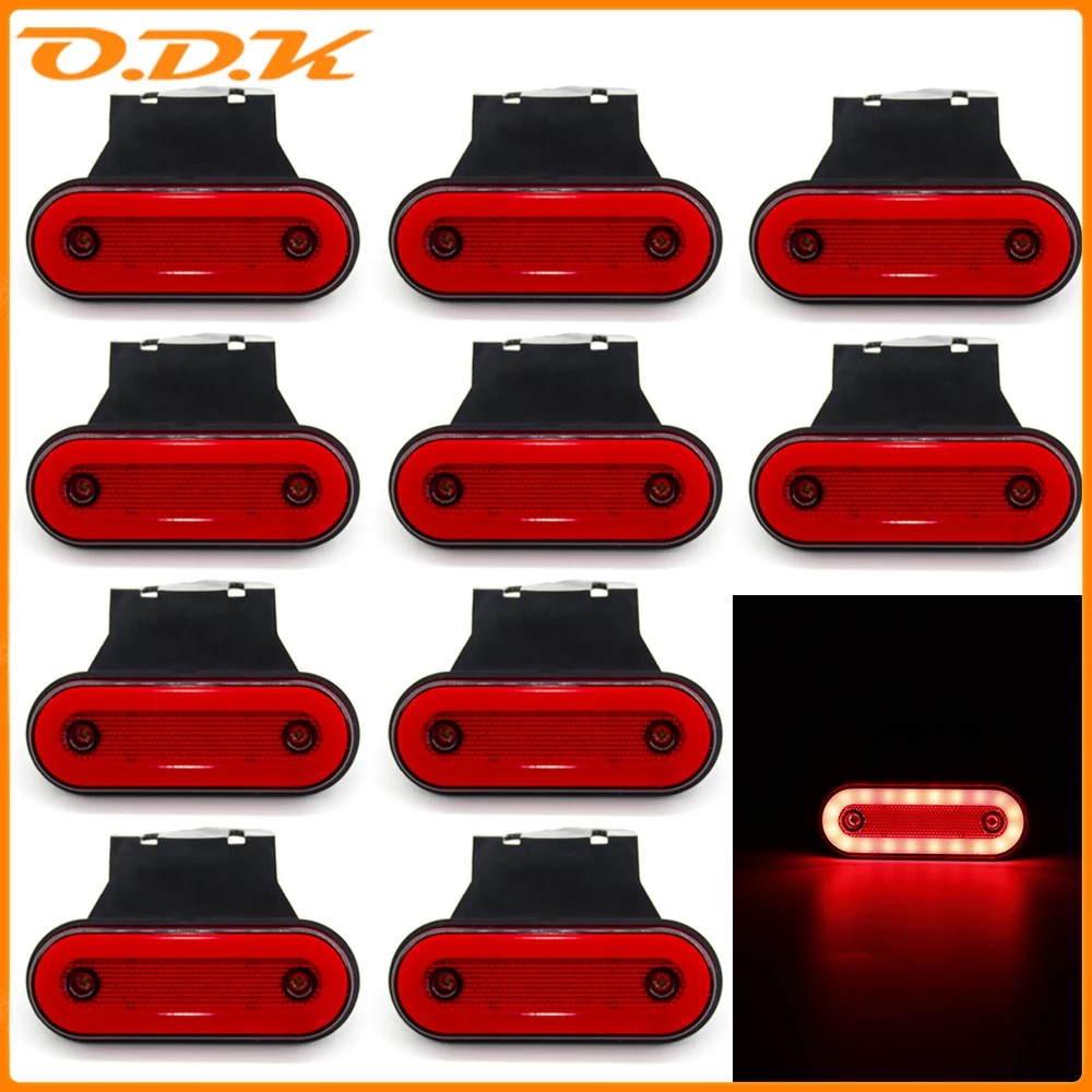 

10PCS 12V 24V Led Side Marker Light with Bracket Truck Tail Light Trailer Tractor Warning Parking Light Red lamp Clearance Light