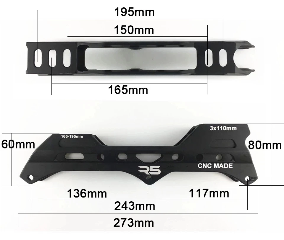 Base de patín en línea, marco de patín de velocidad Led de 110mm, ruedas 90A R5, 3x110mm, agujero de montaje de chasis asimétrico, rueda de 150-195mm