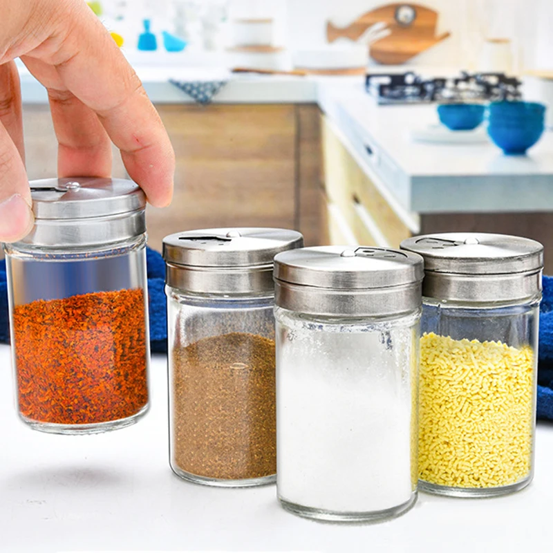 1pcs Glass Spice Jars Kitchen Seasoning Bottle for Herbs Spices Paprika Salt Sugar 3oz Glass Spice Container Kitchen Supplies