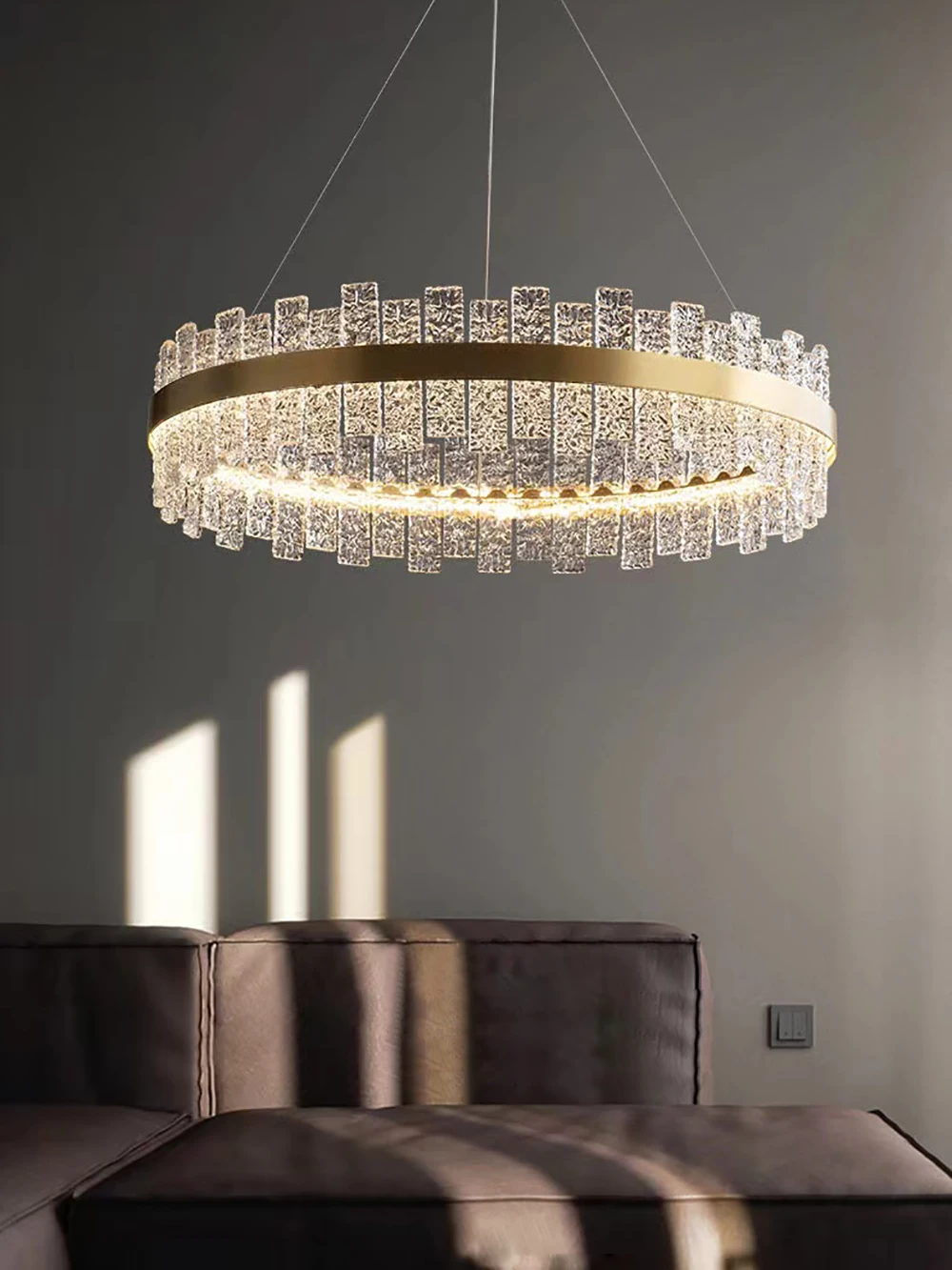 Imagem -02 - Lustre Pós Moderno Led Ouro Preto Luxo Cristal Redondo Retângulo Oval Pendurado Pingente Luzes Suspender Casa Dispositivo Elétrico de Iluminação