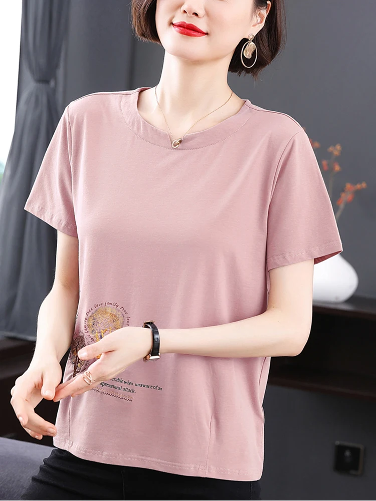 

2022 Summer New Short Sleeve Top Character T Shirts Loose Casual Clothes Print T Shirt Women Cotton Womens Tops Tee Shirt Femme