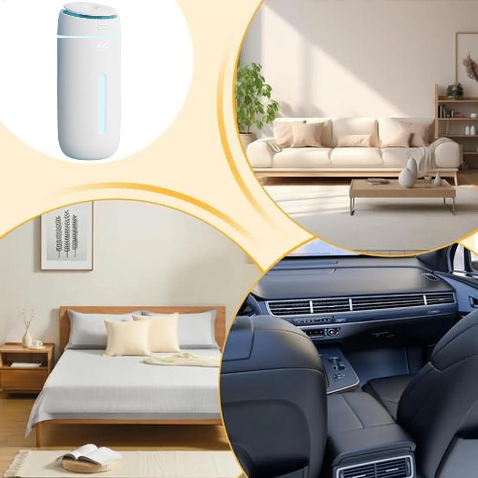 Desk Humidifier 2 Modes Desktop USB Night Light 7-Color LED Quiet Travel Humidifier for Bedside Table Workplace Dorm Apartment