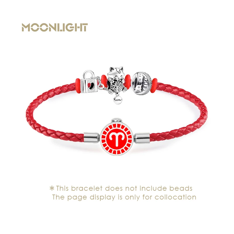MOONLIGHT 12 Constellation Bracelets Charm Leather Bracelet Scorpio Virgo Sagittarius Pisces Women Couple Birthday Jewelry Gifts