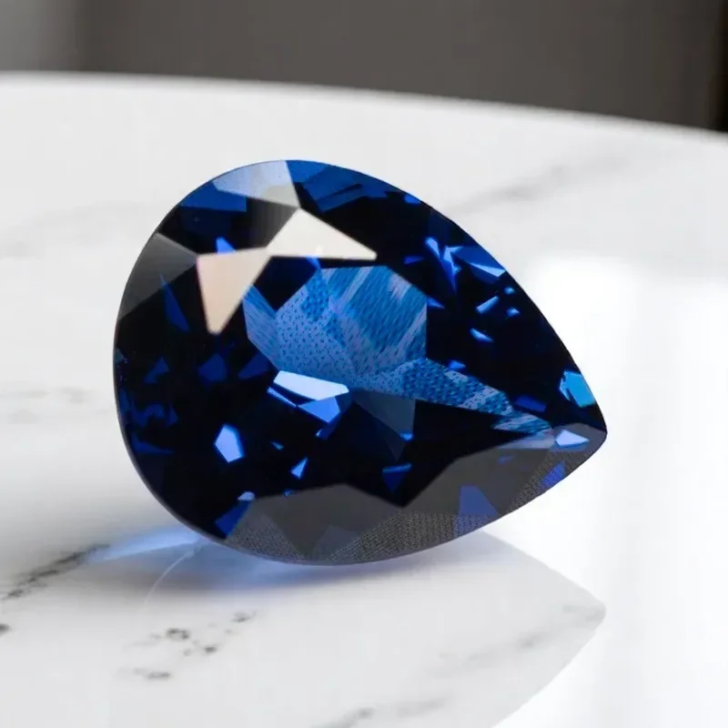 

L-Lab Grown Sapphire Pear Cut Royal Blue VVS1 Artificial Gemstone for Charms Diy Jewelry Making Earrings Ring Selectable Ce