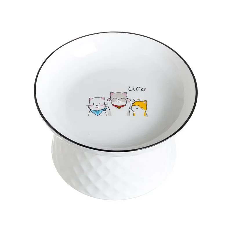 Cat Bowls Ceramic Extra Wide Raised Pet Food Bowl Dog Feeding Elevated Pets Feeder Cat Slow Feeder Cats Accessories Ramen Bowl