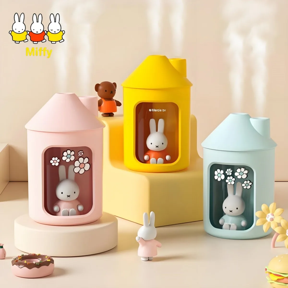 

Kawaii MIFFY кролик увлажнитель воздуха милая мультяшная кукла маленькая домашняя спальня бесшумное украшение для офисного стола