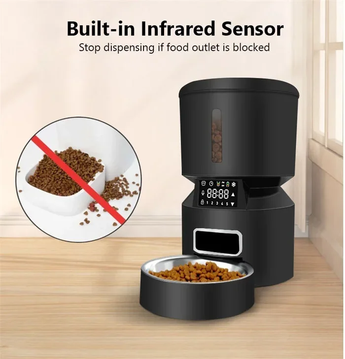 Automatic Cat Puppy Feeder Dispenser with Stainless Steel Bowl App Control 10 Meal Plans per Day Smart Dog Food Dispenser