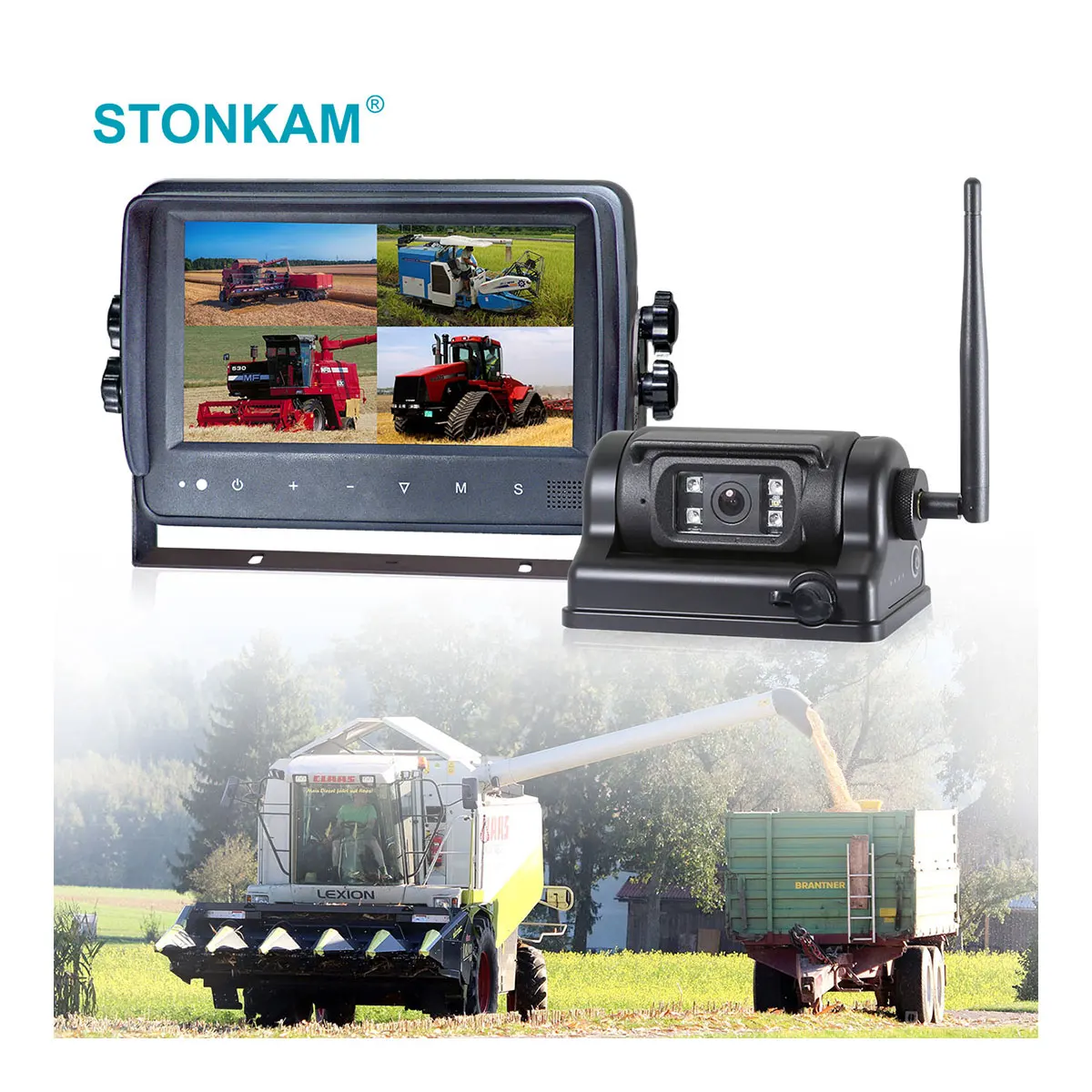 

STONKAM 1080P 4-channel Monitoring System Wireless Rear View Backup Camera For Van Truck Agricultural Machinery