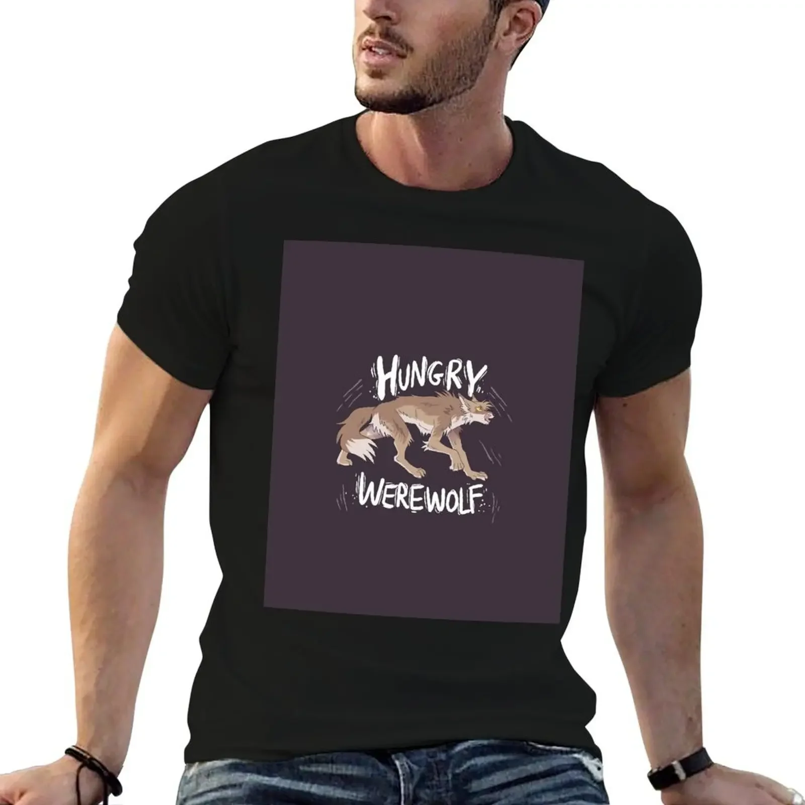 Hungry Werewolf T-Shirt customs design your own graphic t shirt vintage Men's t-shirts