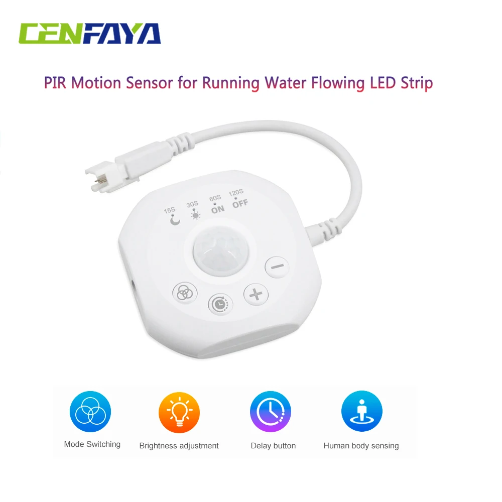 5V-24V PIR Motion Sensor for Running WS2811 2835 COB Running Water Flowing LED Strip Horse Racing Light Dimmable Timer Control