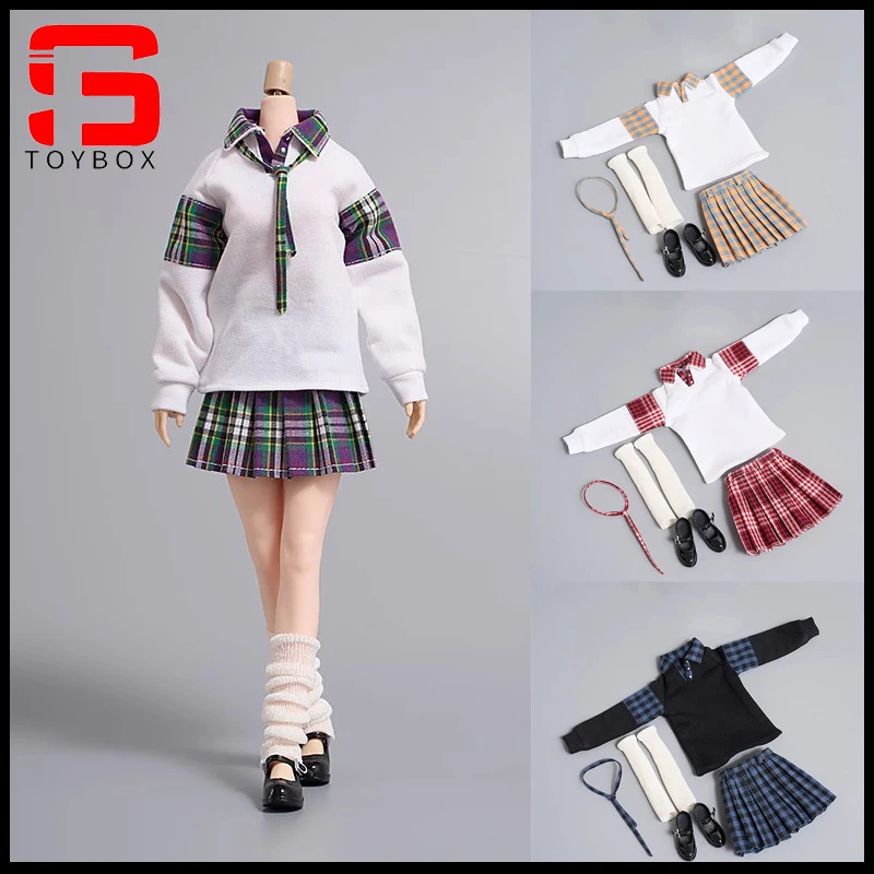 

cdtoys cd052 1/6 Girl School Uniform Shirt Pleated Skirt Shoes Clothes Set Model Fit 12'' Female Soldier Action Figure Body