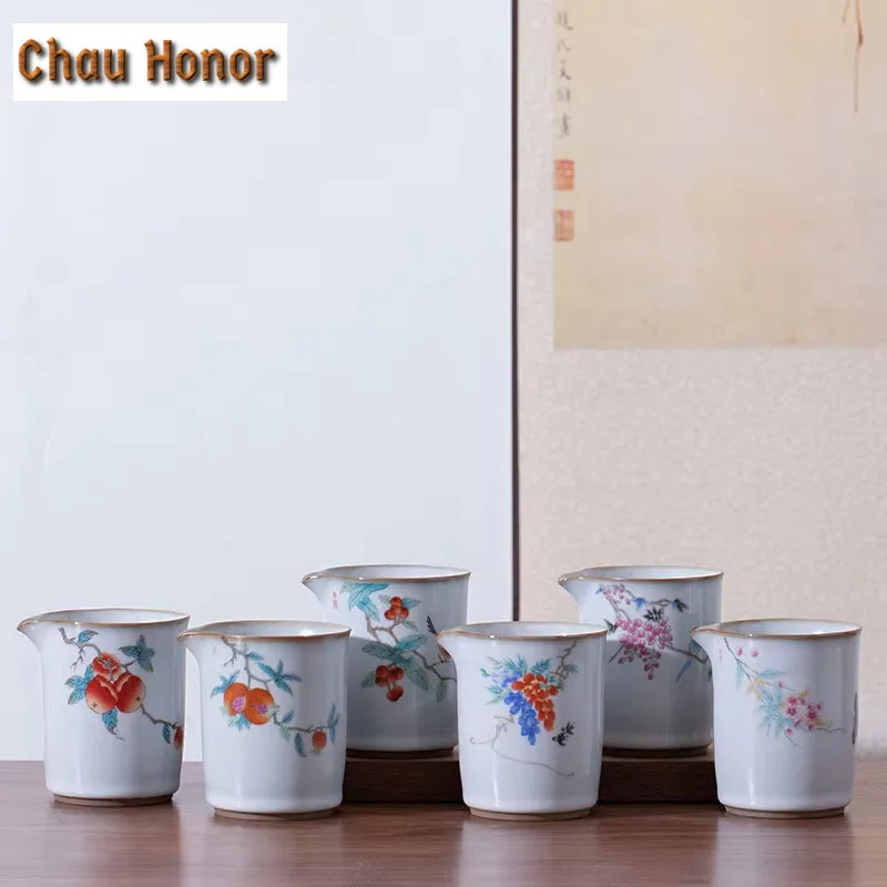 

260ml Ancient Moon White Ru Kiln Porcelain Tea Pitcher Divide Tea Cha Hai Dispenser Justice Cup Fair Mug Mugs Chinese Tea Set