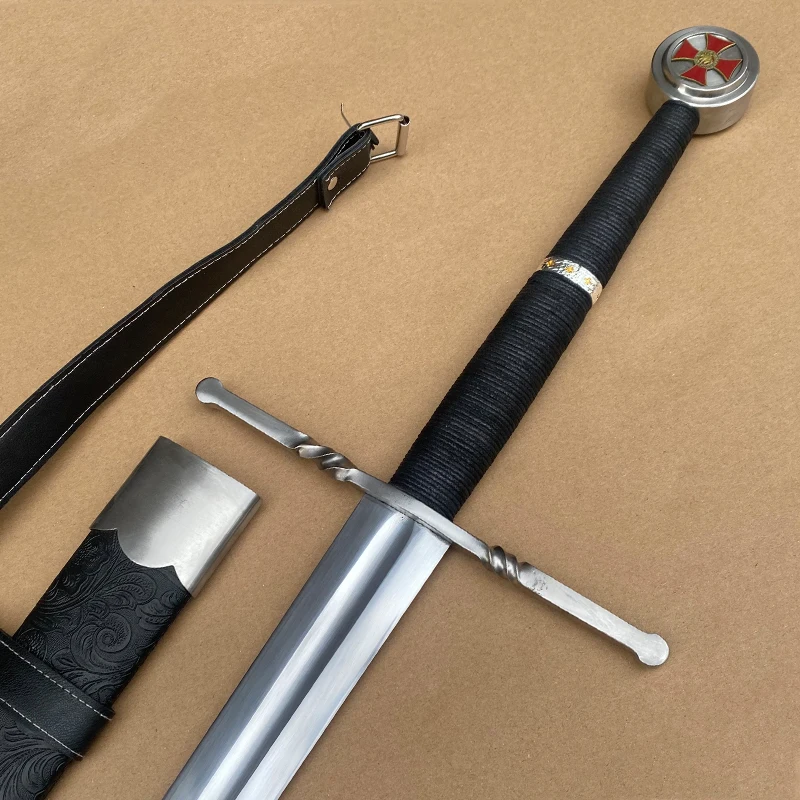 Two Handed Norman European Sword 5160 High Carbon Steel Blade Real Handmade Full Size Crusaders Katana Medieval Decorative Sword