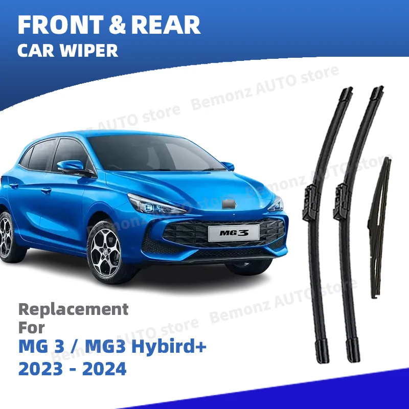 LHD Front Rear Windshield Wiper Blades For MG 3 MG3 Hybrid+ 3rd 2024 2025 Windscreen Essuie glace Limpiaparab Brush Accessories