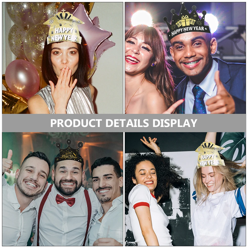 

12Pcs New Year Crown Paper Hats Lightweight Role-Playing Party Photo Props New Year Eve Celebration 2024 Paper Hats for Adults