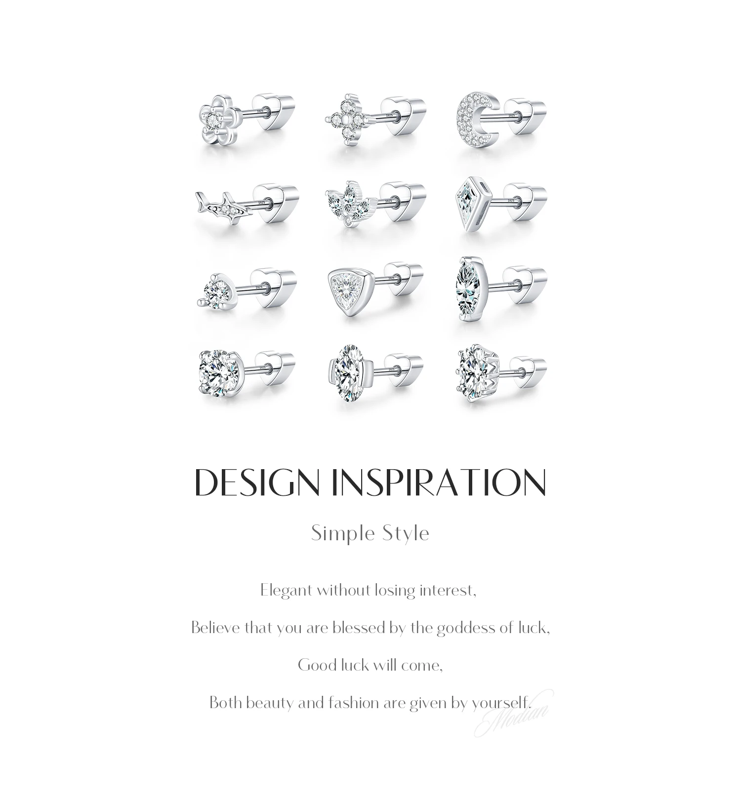 MODIAN 1PC D Moissanite Cartilage Stud 925 Sterling Stapelbare Schraub-Ohrstecker in mehreren Formen für Frauen Urlaubsschmuck – Detail 7
