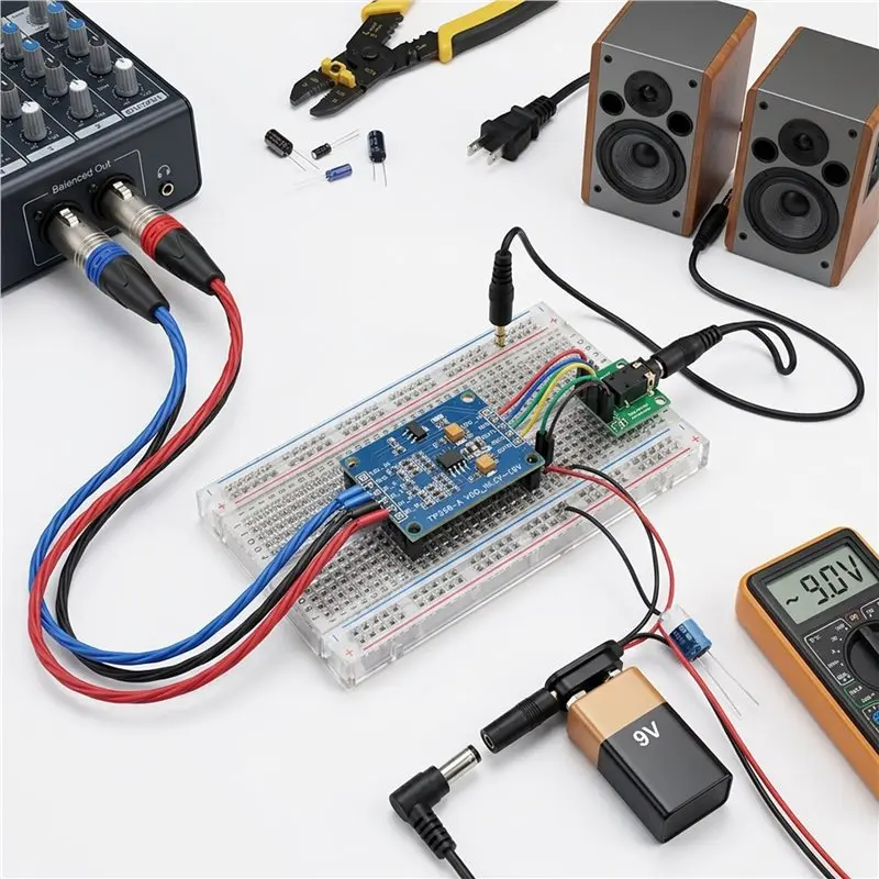 ABGI-Stereo-Symmetrisch-zu-Asymmetrisch-Konverterplatine, Analoges Audio-Differenzeingangs-zu-Einphasen-Ausgangsmodul, 5V-15V DC – Detail 8