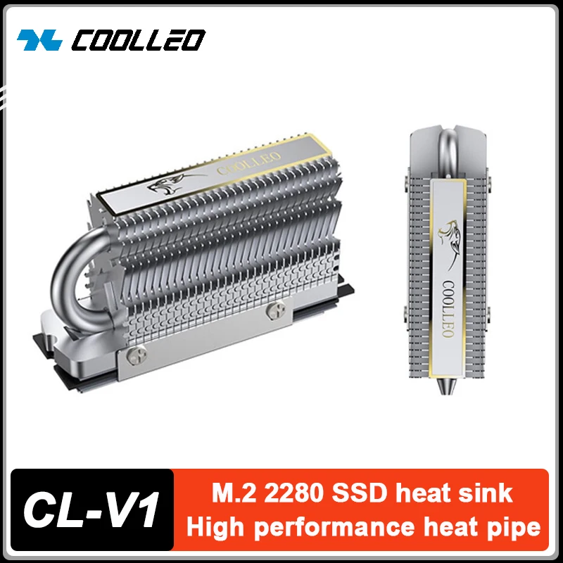 

COOLLEO CL-V1 SSD-кулер M.2, высокопроизводительный радиатор с одной тепловой трубкой, алюминий 2280, твердотельный радиатор с термопрокладкой
