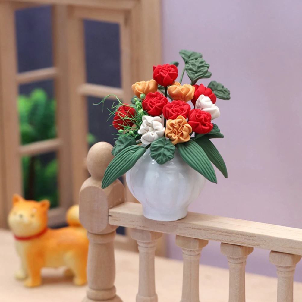 

Mini Simulation Flower Fake Plant Decor Desktop nament Artificial Greenery Resin Craft Lifelike Details Small Size Potted
