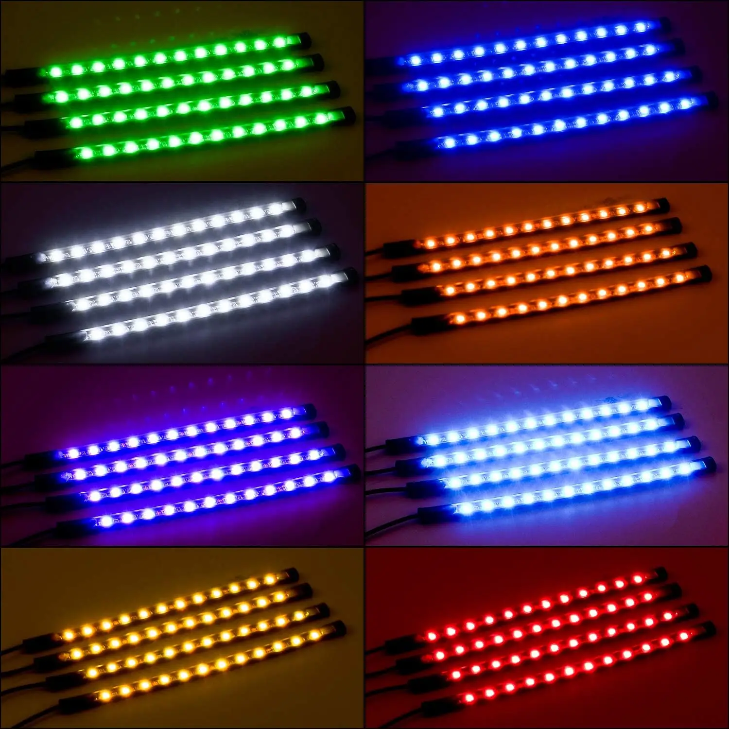 Nilight - TR-06 4PCS 48 LED Interior Lights DC 12V Multicolor Music Car Strip Light Under Dash Lighting Kit with Sound Active Function and Wireless Remote Control - view 5