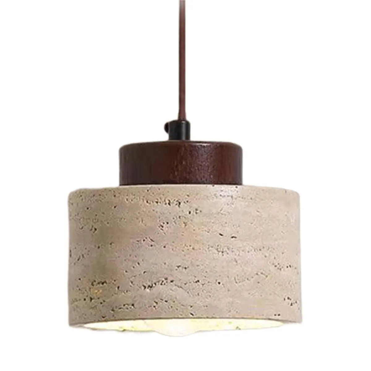 AA19 Travertine LED Pendant Lights Fixtures Bedroom Balcony Wood Stone Industrial Vintage Hanging Lamp
