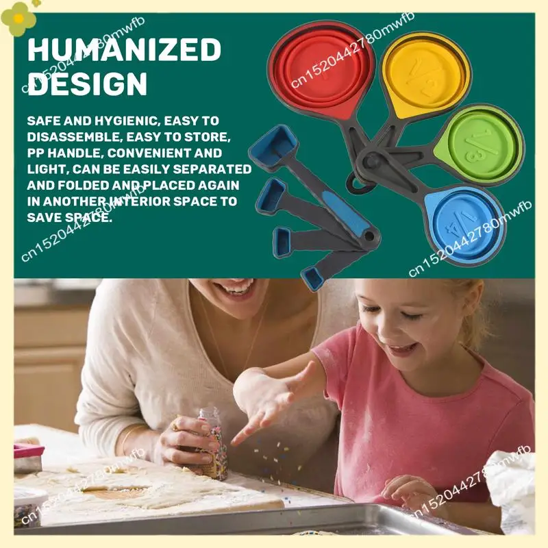 

LDHL Складные силиконовые мерные стаканчики и набор мерных ложек, мерные ложки для приготовления пищи, выпечки, дозирования, дозирования