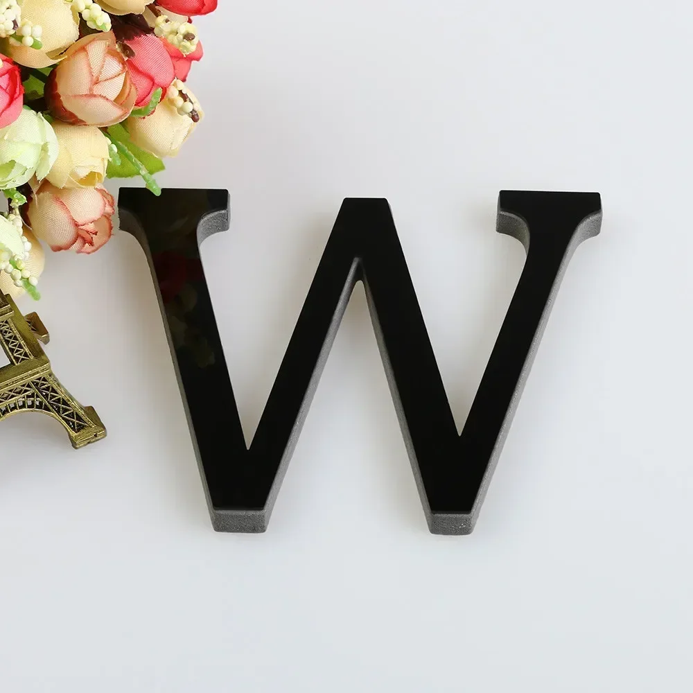 10cm Black 26 English Letters DIY 3D Mirror Acrylic Wall Stickers, Home Retro Wall Art Decor for Party Wedding Christmas