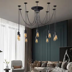 3/6/8/10 Heads Diy Art Spider Chandelier Hanging Lamps Vintage Industrial Ceiling Pendant Light Home Suspension
