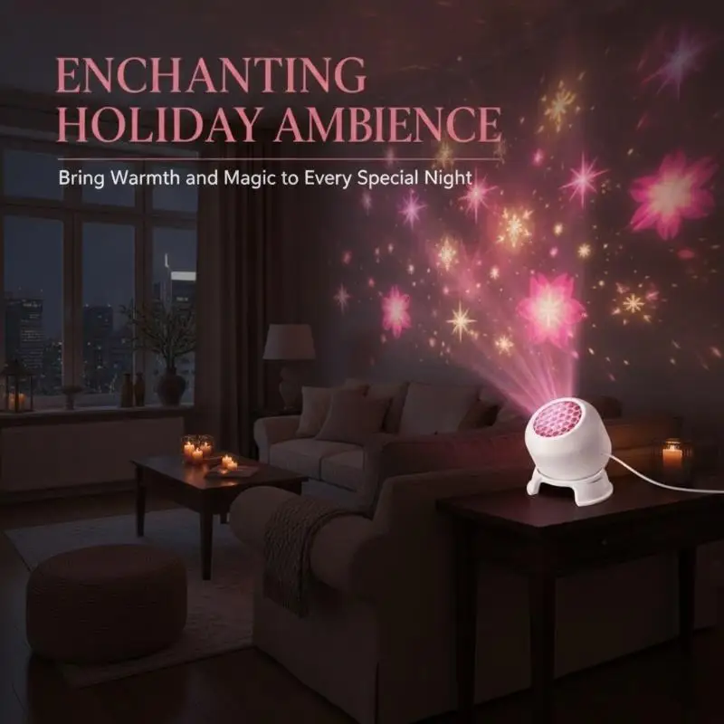 Dynamic Romantic Love Heart Projection Night Light Portable Low Power