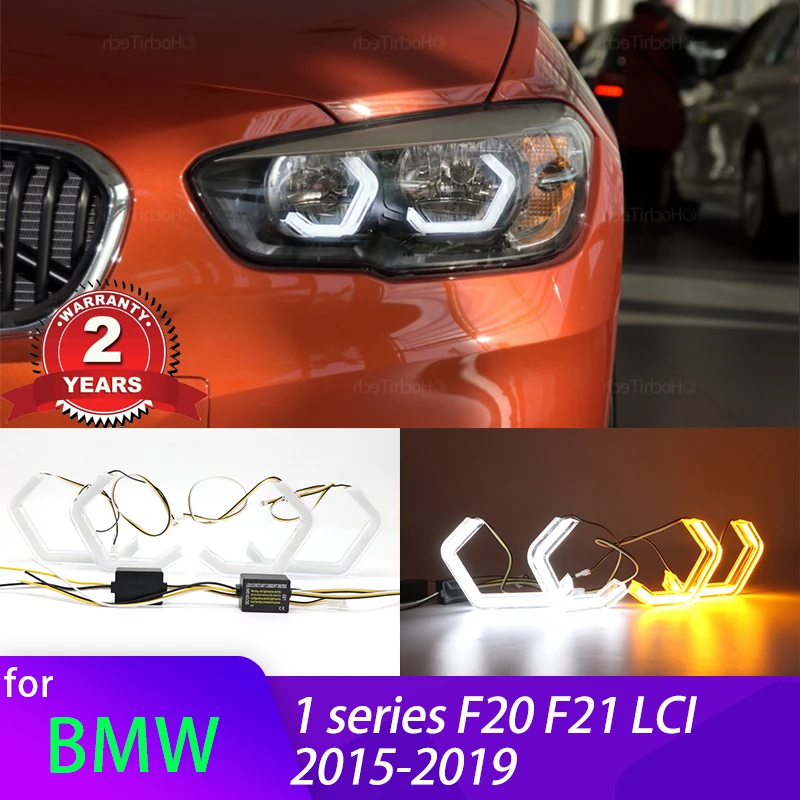 

M4 Style Switchback Turn signal Light Rings DRL LED Angel Eyes Kit For BMW 1 series F20 F21 LCI 2015-2019 White Yellow