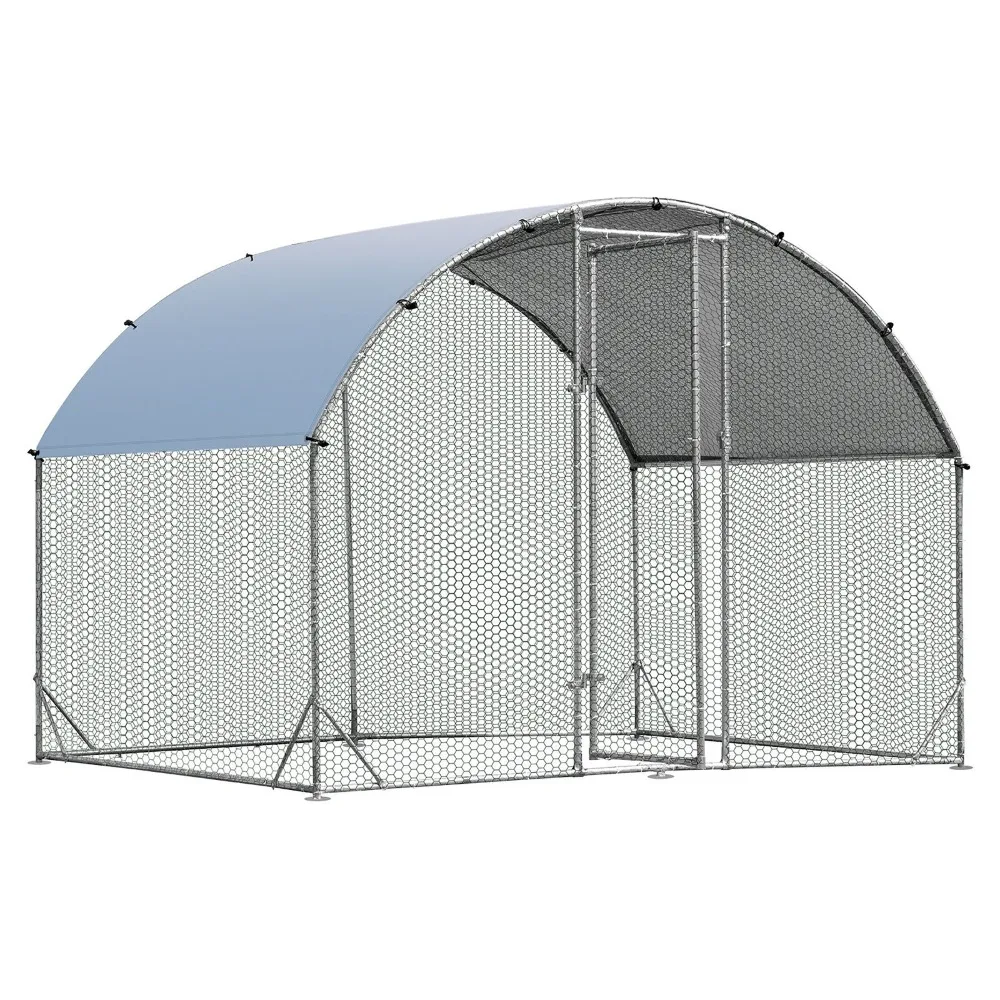 

Large Metal Chicken Coop Outdoor Galvanized Dome Cage w/ Cover 9 ft x 6.2 ft