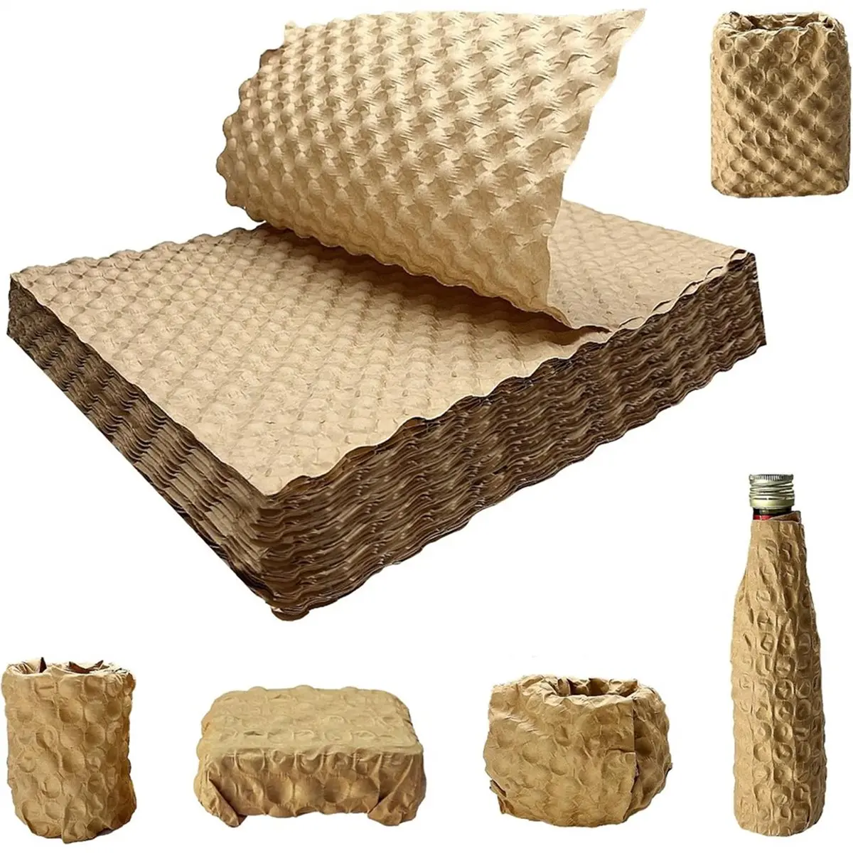 HGHO 100PCS Paper Bubble Wrap, 29x38cm Lengthen Eco Cushioning Wrap, Alternative to Plastic Bubble Wrap Filler for Packing