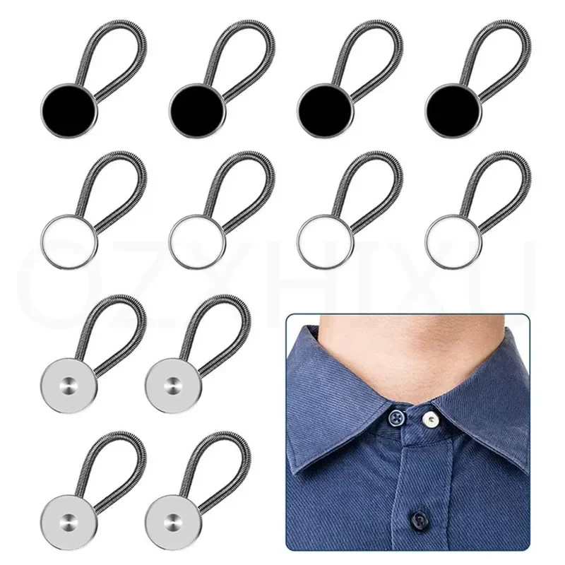 Extensions de col élastiques en métal, 10MM, boutons pour chemise, robe, pantalon, manteau, couture gratuite, extenseur de ceinture