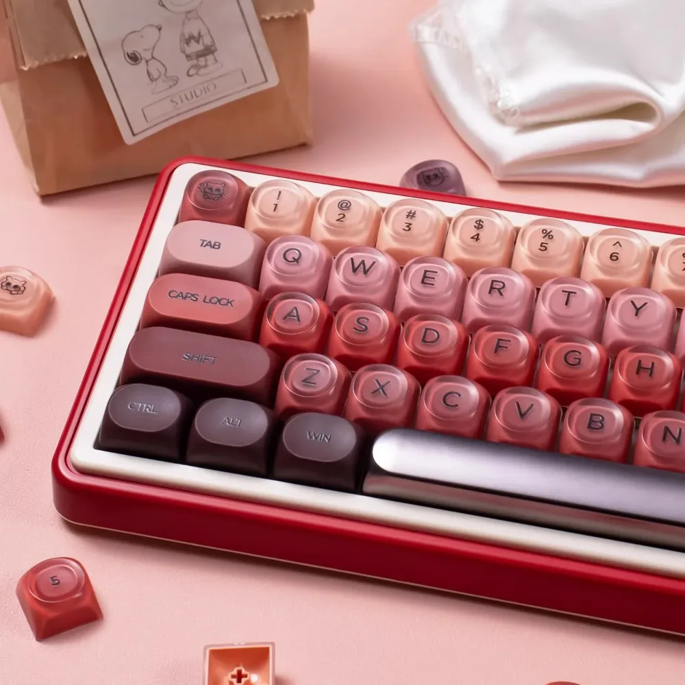 Gradient Red Lipstick PBT+PC Keycaps, Sphere Profile, Dye-Sublimation, for 60/64/68/75/87/98/104/108 Mechanical Keyboards