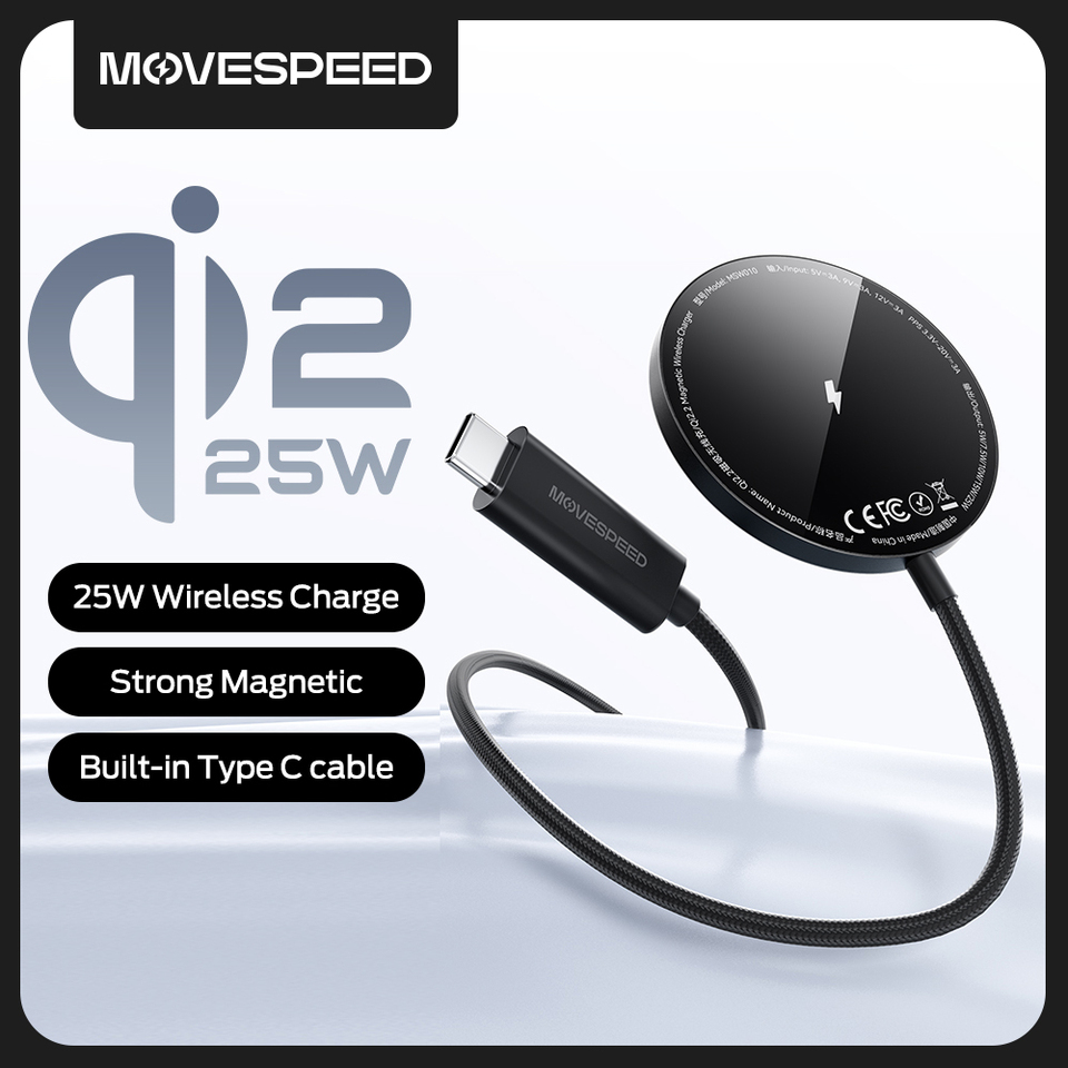  MOVESPEED W010 Qi2 25W Fast Wireless Charger For iPhone 17 16 15 14 13 12 Pro Max Magnetic Wireless Charging Pad Phone Charger 