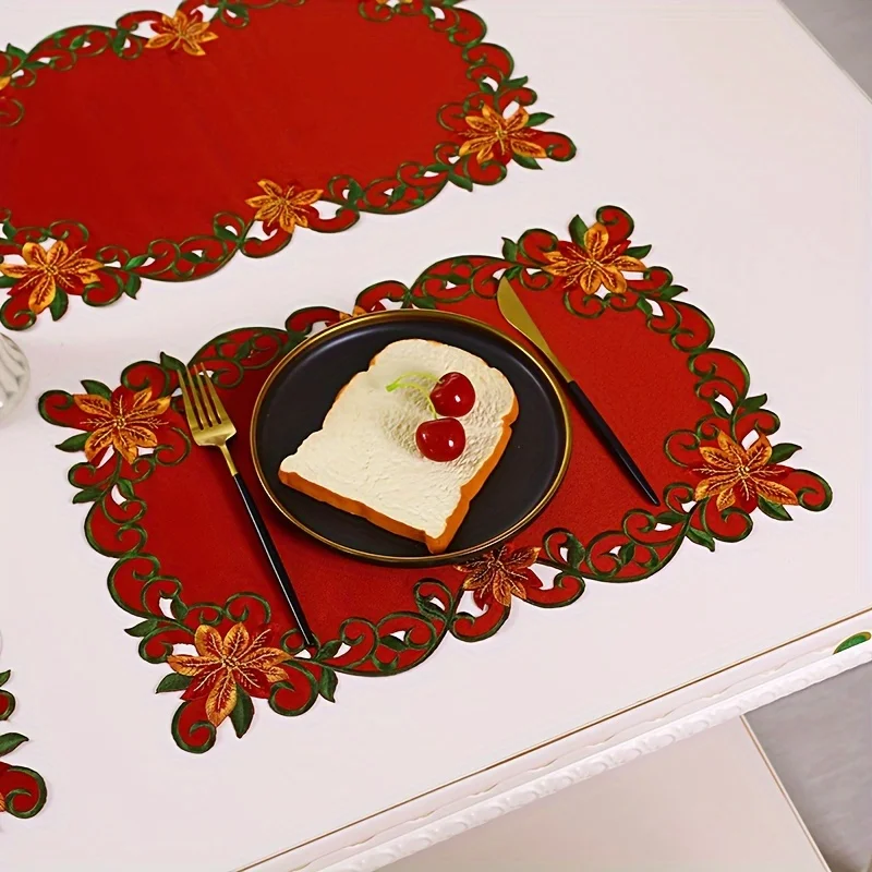 28x43CM/38x176CM Embroidered Christmas Printed Tablecloths Party Picnic Retro Style Table Decoration Supplie Runners Linens