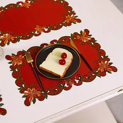 4/2PCS 28x43CM Embroidered Christmas Printed Tablecloths Party Picnic Retro Style Table Decoration Supplie Runners Linens