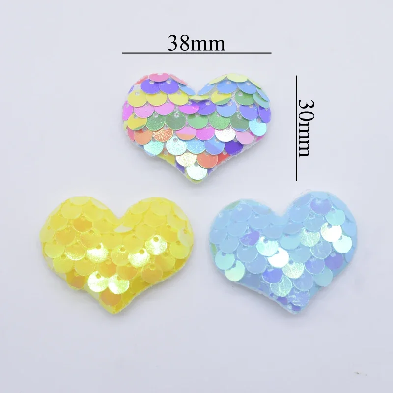 32Pcs Glitter Seaquins Heart Appliques for Handmade Birthday Cake Plugin DIY Clothes Hat Shoes Sewing Patches