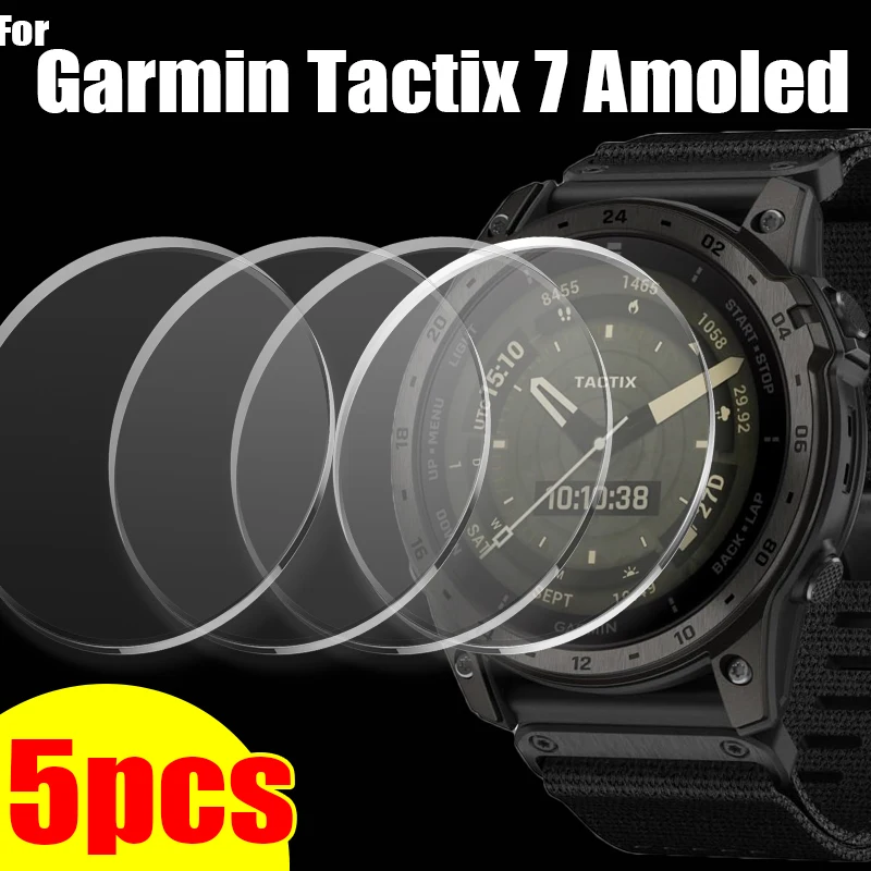 5-1pcs Tempered Glass Protective Films for Garmin Tactix 7 Amoled HD Full Coverage Hardness Screen Protector for Tactix 7 Amoled