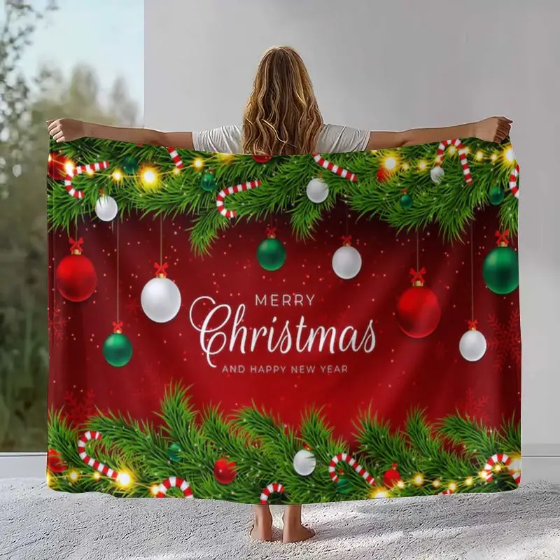 New Year Merry Christmas Tree Santa Claus Fairy Tale Kids Gift Soft Flannel Throw Blanket,Cozy Blanket for Bed,Sofa,Living Room