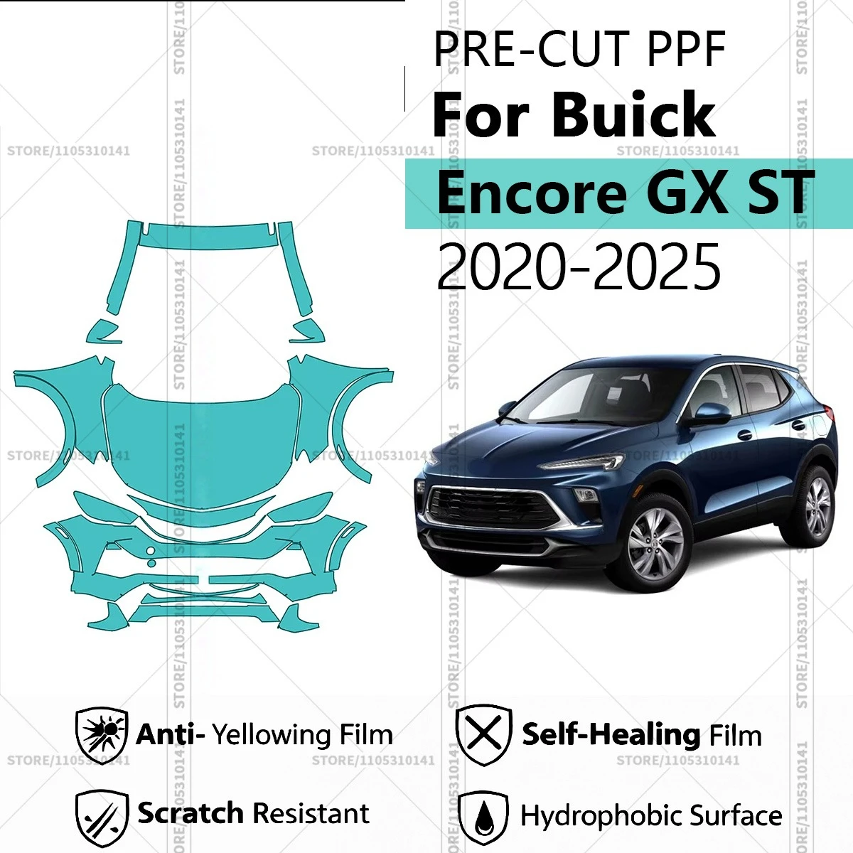 

Предварительно нарезанная прозрачная защитная пленка PPF для автомобиля, профессиональный комплект PPF для передней части автомобиля Buick Encore GX ST 2020-2025